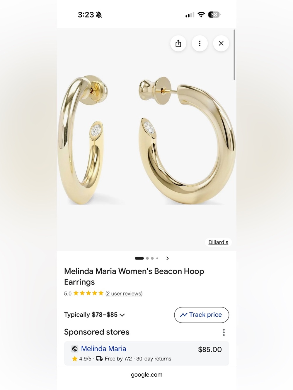 Melinda Maria Gold Beacon Hoop Earrings with Crystal Accent